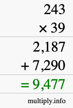How to calculate 243 times 39 using long multiplication