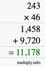 How to calculate 243 times 46 using long multiplication