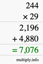 How to calculate 244 times 29 using long multiplication