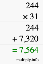 How to calculate 244 times 31 using long multiplication How to calculate 244 times 31 using long multiplication