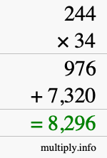 How to calculate 244 times 34 using long multiplication How to calculate 244 times 34 using long multiplication