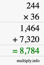 How to calculate 244 times 36 using long multiplication How to calculate 244 times 36 using long multiplication