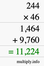 How to calculate 244 times 46 using long multiplication