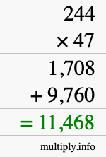 How to calculate 244 times 47 using long multiplication