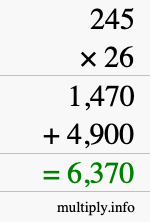 How to calculate 245 times 26 using long multiplication