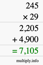 How to calculate 245 times 29 using long multiplication
