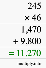 How to calculate 245 times 46 using long multiplication