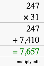 How to calculate 247 times 31 using long multiplication How to calculate 247 times 31 using long multiplication