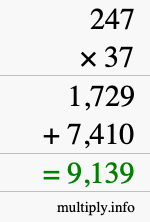 How to calculate 247 times 37 using long multiplication