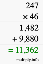 How to calculate 247 times 46 using long multiplication