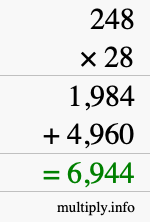 How to calculate 248 times 28 using long multiplication