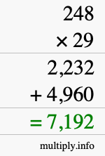 How to calculate 248 times 29 using long multiplication