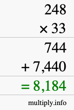 How to calculate 248 times 33 using long multiplication How to calculate 248 times 33 using long multiplication