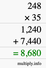 How to calculate 248 times 35 using long multiplication How to calculate 248 times 35 using long multiplication