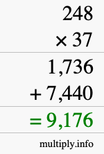 How to calculate 248 times 37 using long multiplication