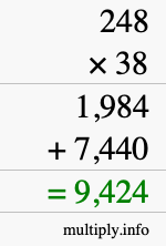 How to calculate 248 times 38 using long multiplication How to calculate 248 times 38 using long multiplication