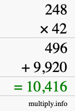 How to calculate 248 times 42 using long multiplication How to calculate 248 times 42 using long multiplication
