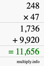 How to calculate 248 times 47 using long multiplication