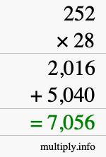 How to calculate 252 times 28 using long multiplication How to calculate 252 times 28 using long multiplication