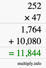 How to calculate 252 times 47 using long multiplication