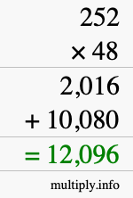 How to calculate 252 times 48 using long multiplication