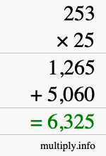 How to calculate 253 times 25 using long multiplication How to calculate 253 times 25 using long multiplication