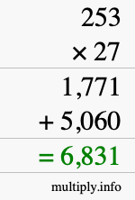 How to calculate 253 times 27 using long multiplication How to calculate 253 times 27 using long multiplication