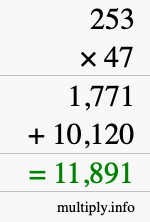 How to calculate 253 times 47 using long multiplication