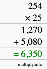 How to calculate 254 times 25 using long multiplication How to calculate 254 times 25 using long multiplication
