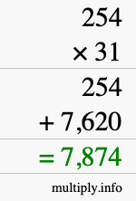 How to calculate 254 times 31 using long multiplication How to calculate 254 times 31 using long multiplication