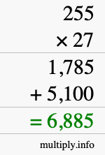 How to calculate 255 times 27 using long multiplication How to calculate 255 times 27 using long multiplication