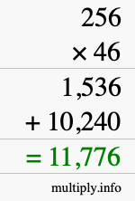 How to calculate 256 times 46 using long multiplication
