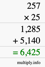 How to calculate 257 times 25 using long multiplication How to calculate 257 times 25 using long multiplication