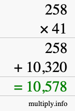 How to calculate 258 times 41 using long multiplication How to calculate 258 times 41 using long multiplication