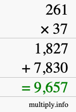 How to calculate 261 times 37 using long multiplication How to calculate 261 times 37 using long multiplication