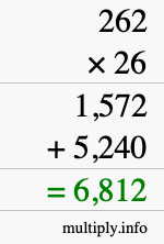 How to calculate 262 times 26 using long multiplication How to calculate 262 times 26 using long multiplication