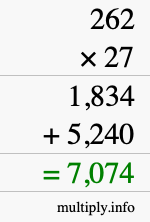 How to calculate 262 times 27 using long multiplication How to calculate 262 times 27 using long multiplication