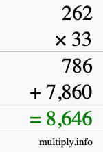 How to calculate 262 times 33 using long multiplication How to calculate 262 times 33 using long multiplication