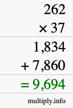 How to calculate 262 times 37 using long multiplication How to calculate 262 times 37 using long multiplication