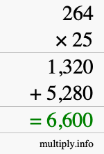 How to calculate 264 times 25 using long multiplication How to calculate 264 times 25 using long multiplication