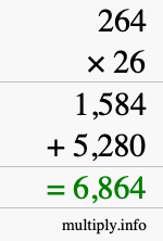 How to calculate 264 times 26 using long multiplication