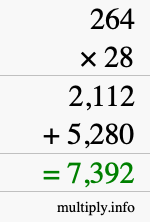 How to calculate 264 times 28 using long multiplication How to calculate 264 times 28 using long multiplication