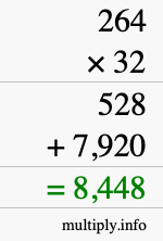 How to calculate 264 times 32 using long multiplication How to calculate 264 times 32 using long multiplication