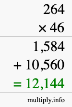 How to calculate 264 times 46 using long multiplication