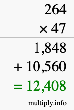 How to calculate 264 times 47 using long multiplication