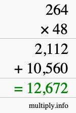 How to calculate 264 times 48 using long multiplication