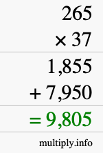 How to calculate 265 times 37 using long multiplication How to calculate 265 times 37 using long multiplication