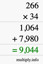 How to calculate 266 times 34 using long multiplication How to calculate 266 times 34 using long multiplication