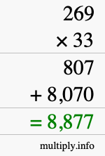 How to calculate 269 times 33 using long multiplication How to calculate 269 times 33 using long multiplication