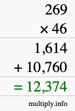 How to calculate 269 times 46 using long multiplication
